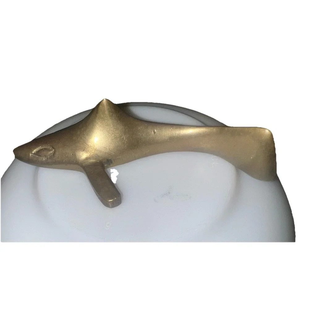 Vintage Solid Brass Swimming Ocean Shark Figurine Paperweight 4 in.